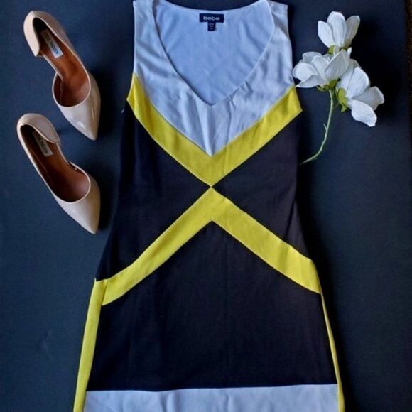 🍁Bebe Color Block Hip Hugging Dress - Picture 1 of 8